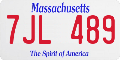 MA license plate 7JL489