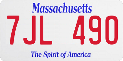 MA license plate 7JL490
