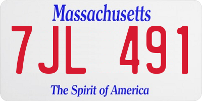 MA license plate 7JL491