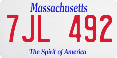 MA license plate 7JL492