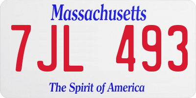 MA license plate 7JL493