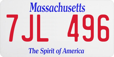 MA license plate 7JL496