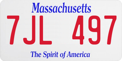 MA license plate 7JL497