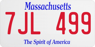 MA license plate 7JL499