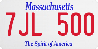MA license plate 7JL500