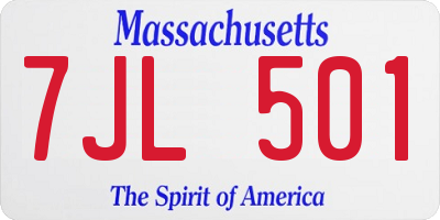 MA license plate 7JL501