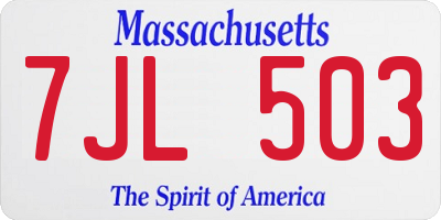 MA license plate 7JL503