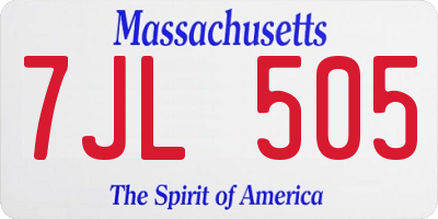 MA license plate 7JL505