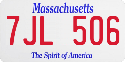 MA license plate 7JL506