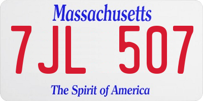 MA license plate 7JL507