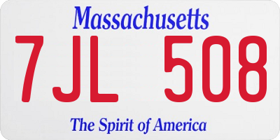 MA license plate 7JL508