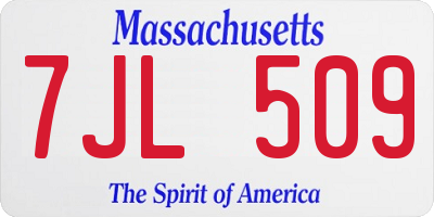 MA license plate 7JL509
