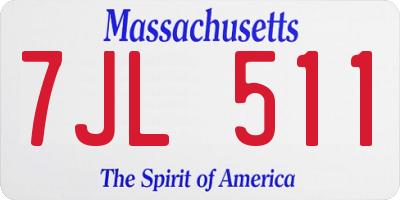 MA license plate 7JL511