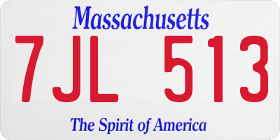 MA license plate 7JL513