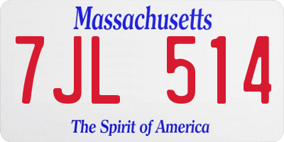 MA license plate 7JL514