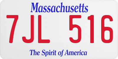 MA license plate 7JL516