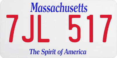 MA license plate 7JL517