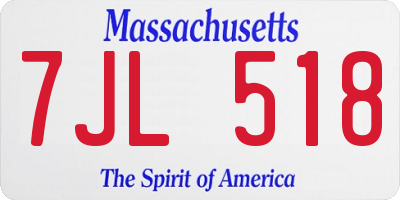 MA license plate 7JL518