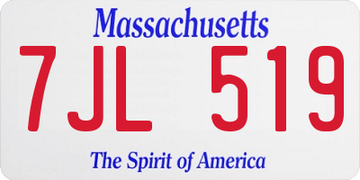 MA license plate 7JL519