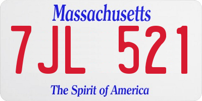 MA license plate 7JL521