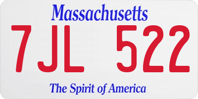 MA license plate 7JL522
