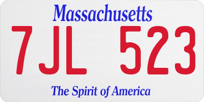 MA license plate 7JL523