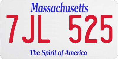MA license plate 7JL525