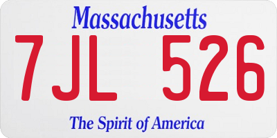 MA license plate 7JL526