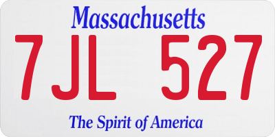 MA license plate 7JL527