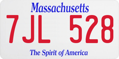 MA license plate 7JL528