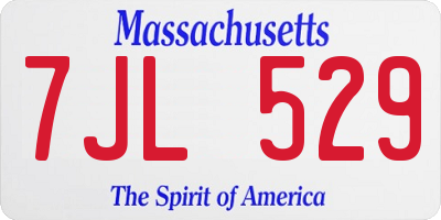 MA license plate 7JL529