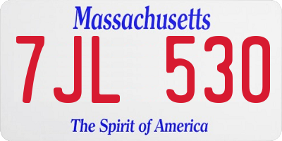 MA license plate 7JL530