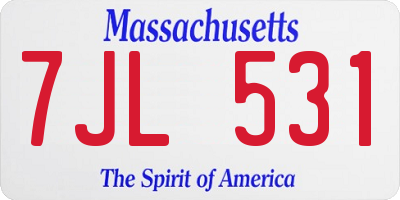 MA license plate 7JL531