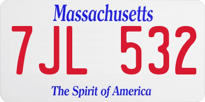 MA license plate 7JL532