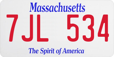MA license plate 7JL534