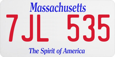 MA license plate 7JL535