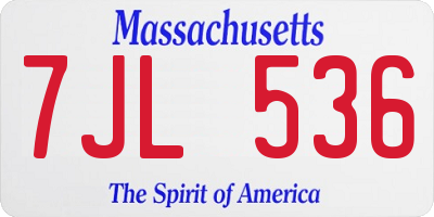 MA license plate 7JL536