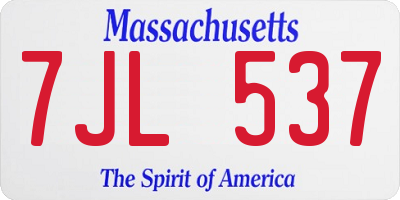 MA license plate 7JL537