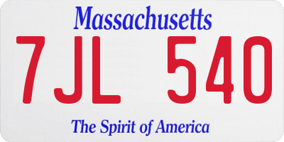 MA license plate 7JL540