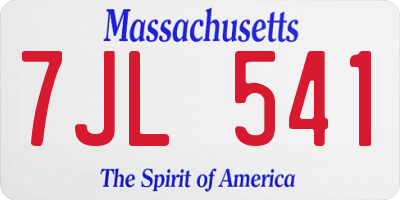 MA license plate 7JL541