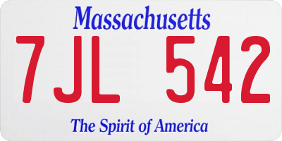 MA license plate 7JL542