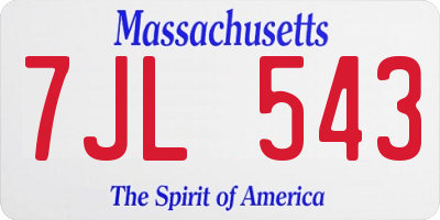 MA license plate 7JL543