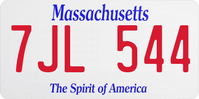 MA license plate 7JL544