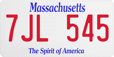 MA license plate 7JL545