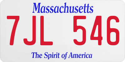 MA license plate 7JL546