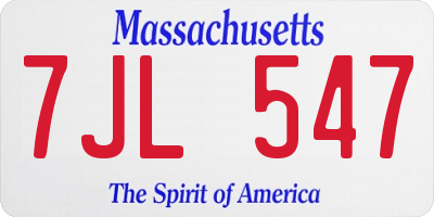 MA license plate 7JL547