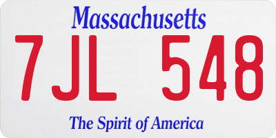 MA license plate 7JL548