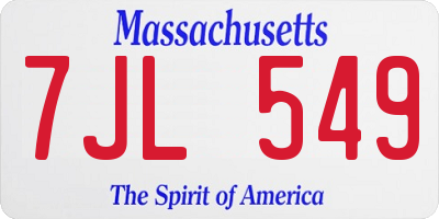 MA license plate 7JL549