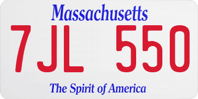 MA license plate 7JL550