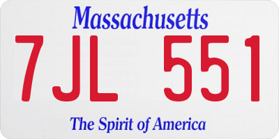 MA license plate 7JL551